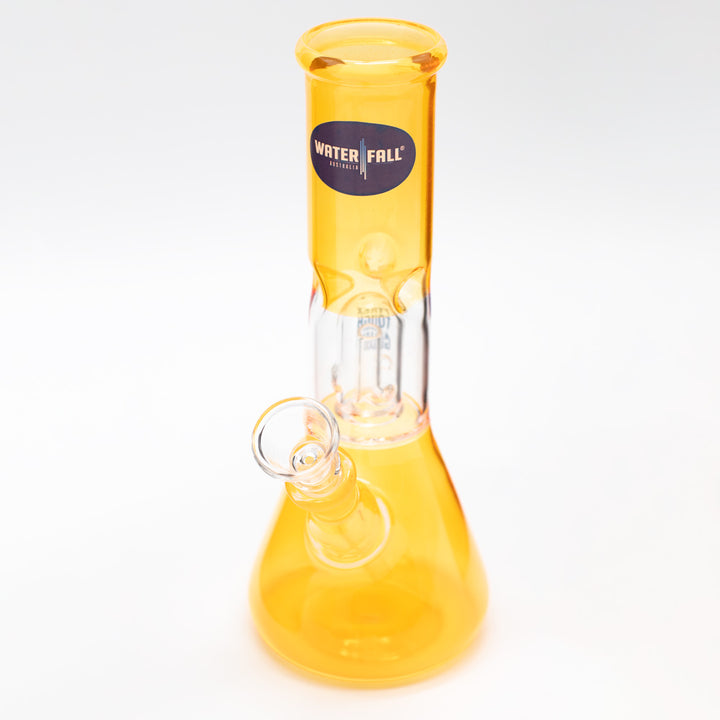 Glass Percolator Beaker Bong - Orange Waterfall