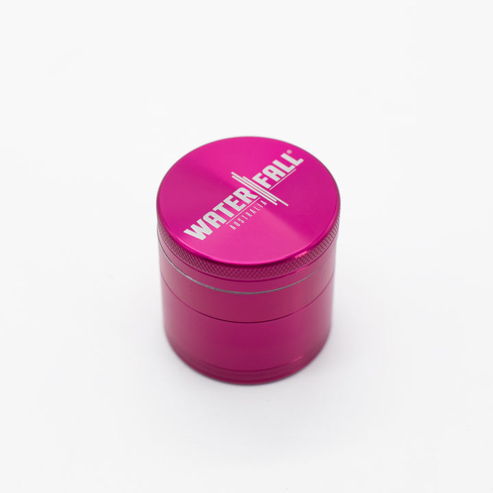 Four-Part Aluminium Grinder with Removable Screen - Pink (50mm) Waterfall