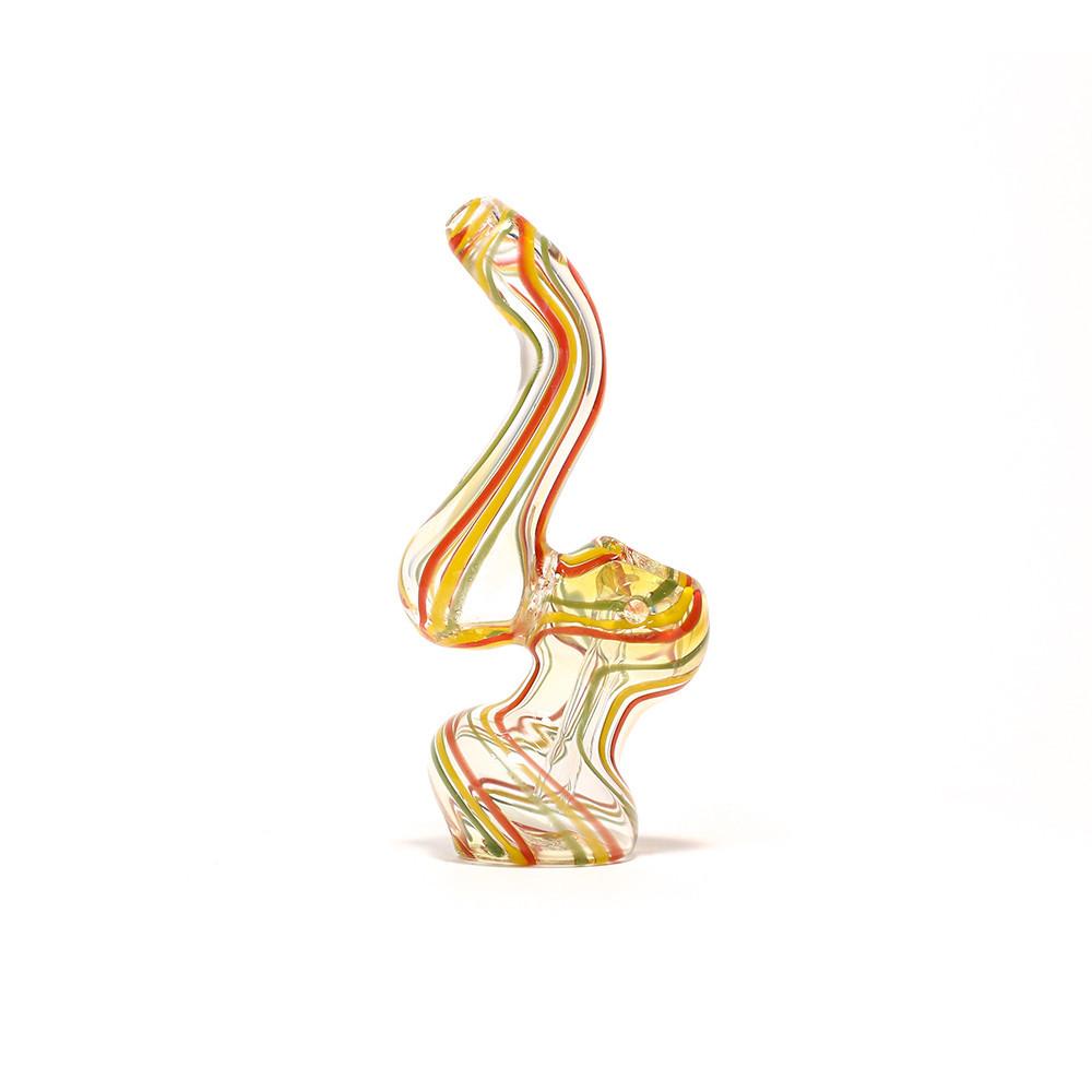 GLASS BUBBLER - RED, YELLOW & GREEN STRIPES The Bong Shop