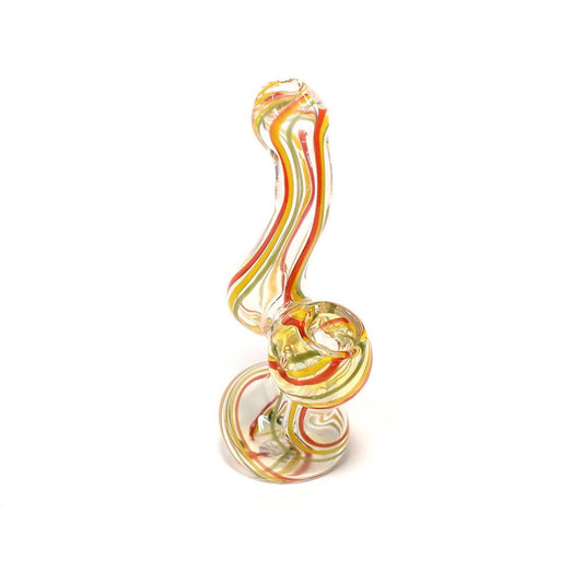 GLASS BUBBLER - RED, YELLOW & GREEN STRIPES The Bong Shop