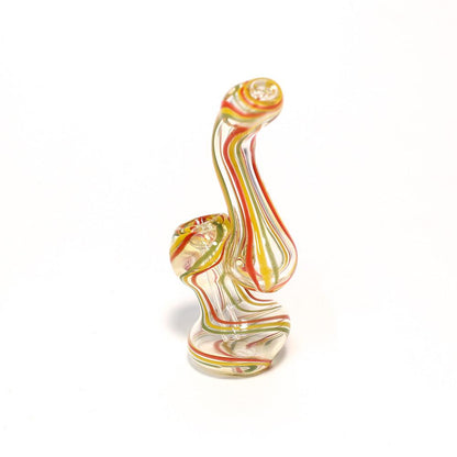 GLASS BUBBLER - RED, YELLOW & GREEN STRIPES The Bong Shop