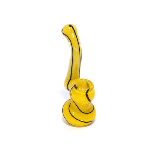 GLASS BUBBLER - 12CM YELLOW W BLACK BAND The Bong Shop