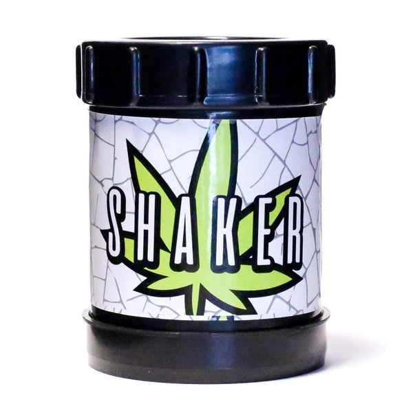 SHAKER - ACRYLIC 85mm x 110mm 3 PART WITH SCREEN BLACK The Bong Shop