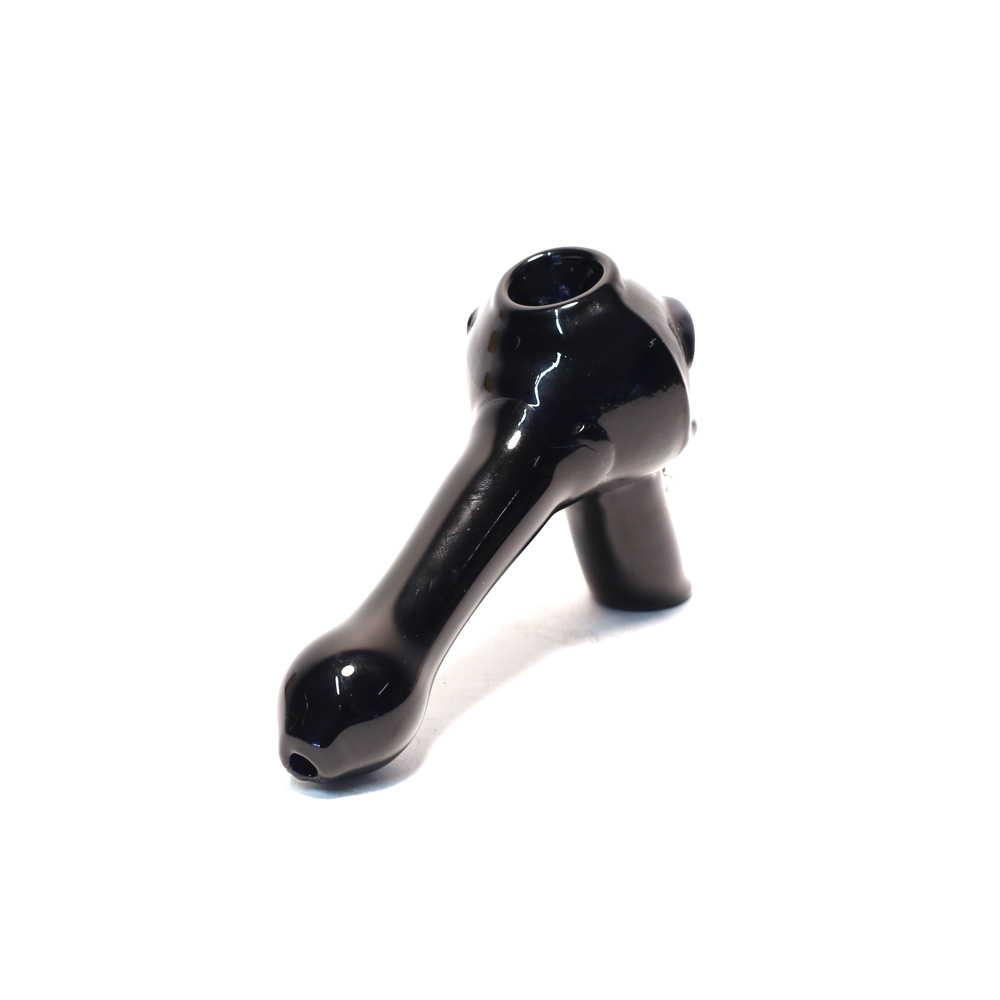 PIPE - GLASS LARGE BLACK SKULL The Bong Shop