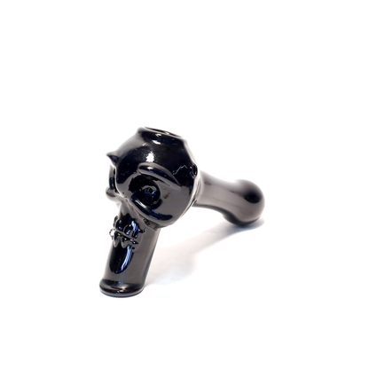 PIPE - GLASS LARGE BLACK SKULL The Bong Shop