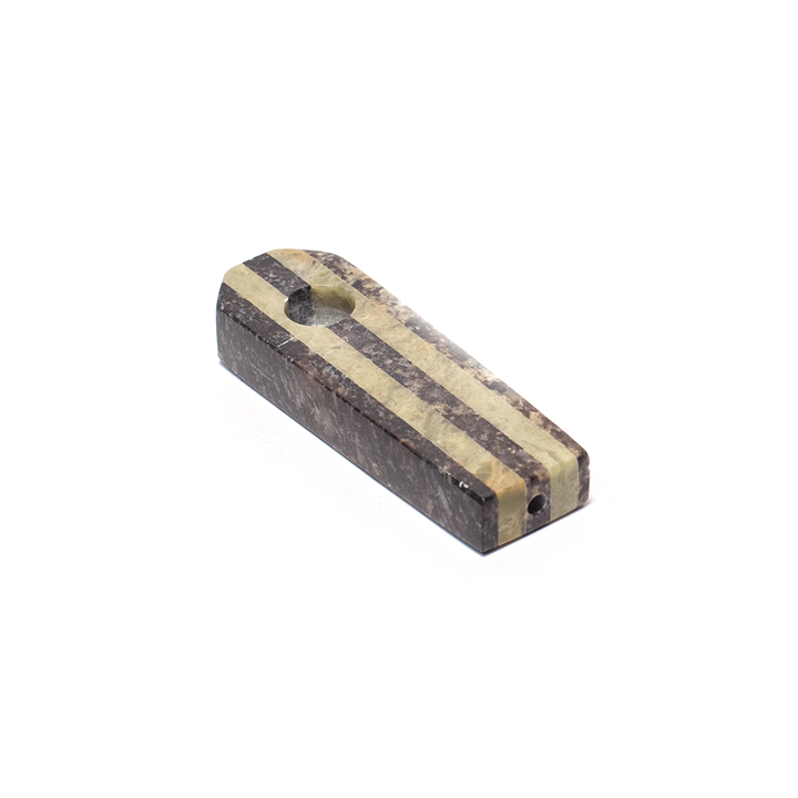 PIPE - SOAPSTONE 9CM COFFIN SHAPE WITH 5 STRIPES The Bong Shop