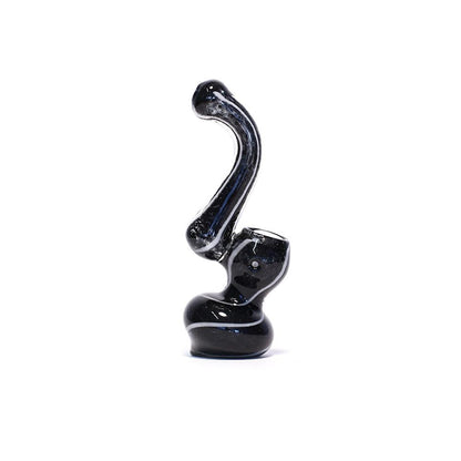 GLASS BUBBLER - 12CM BLACK WITH WHITE STRIPES The Bong Shop