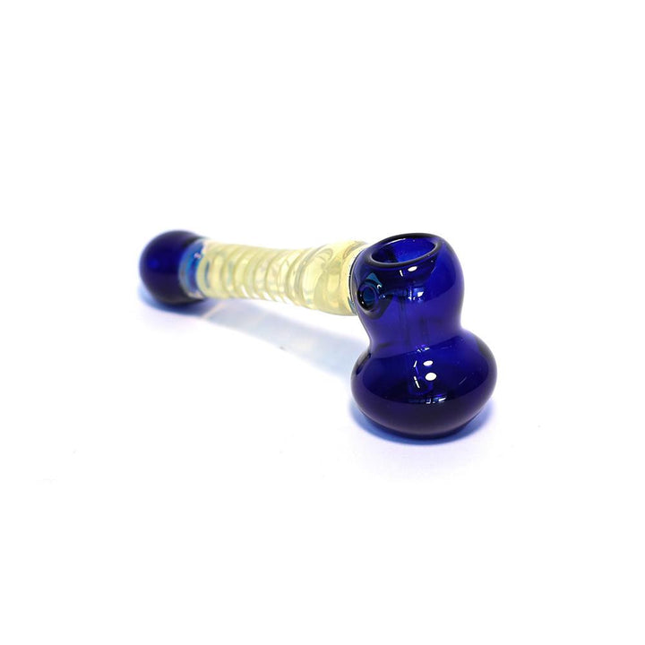 GLASS SPIRAL HAMMER PIPE - CLEAR / BLUE The Bong Shop