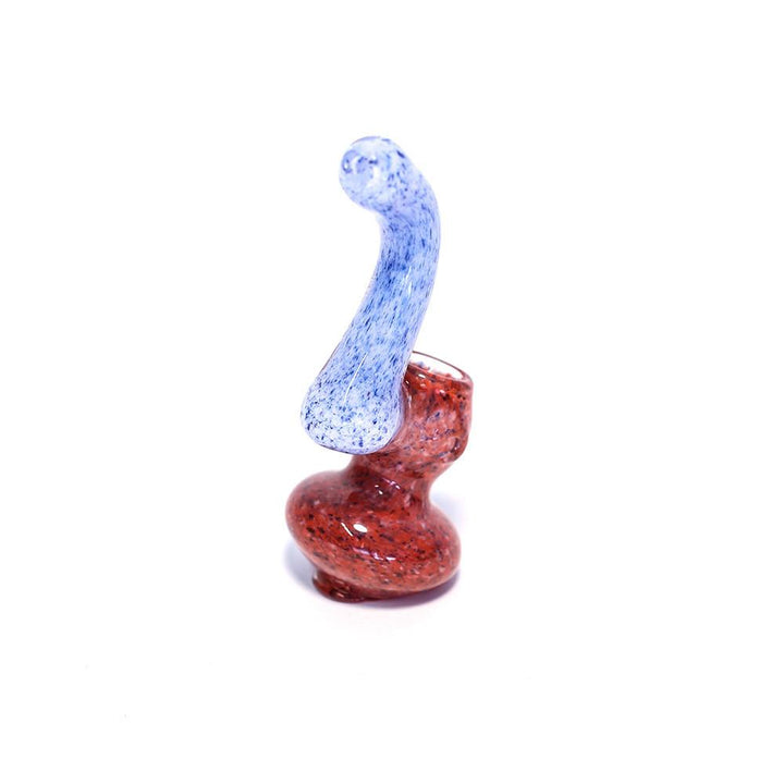 THE SUCKER GLASS BUBBLER (SPECKLED BLUE & RED) The Bong Shop