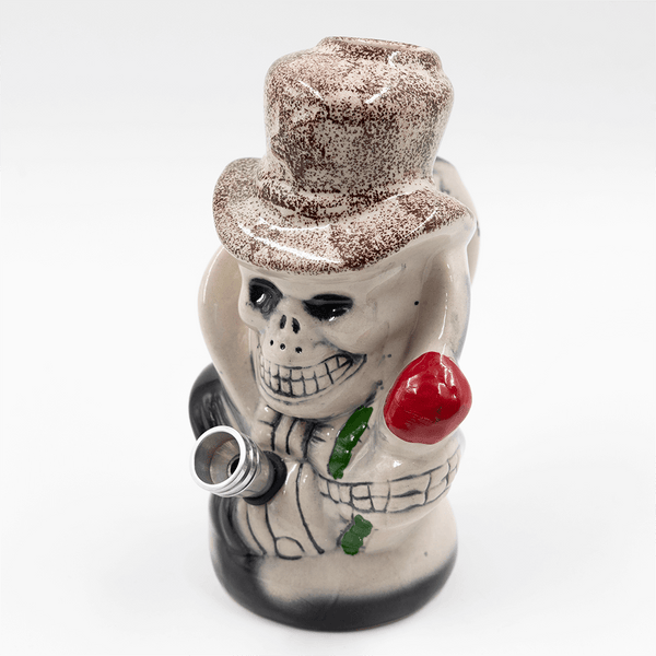 Slash Skull Ceramic Bong - Brown Hat The Bong Shop