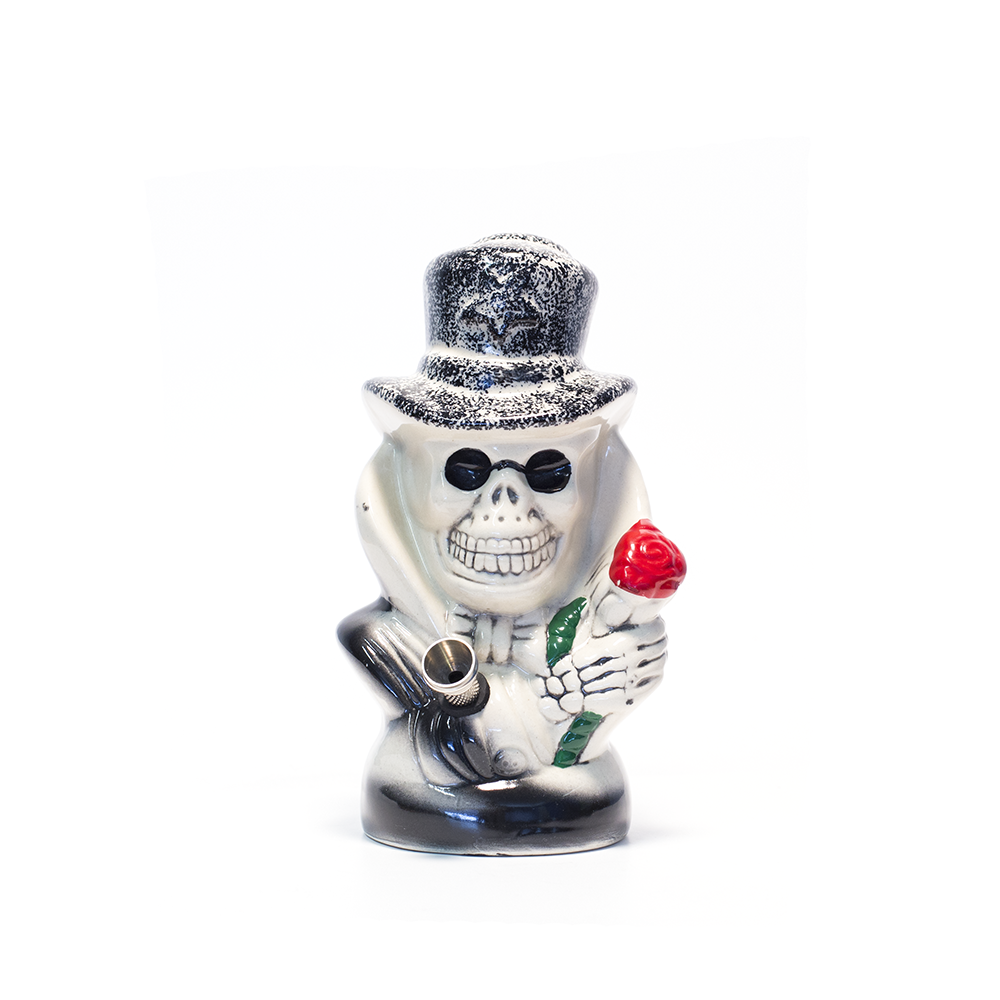 Slash Skull Ceramic Bong - Black Hat The Bong Shop