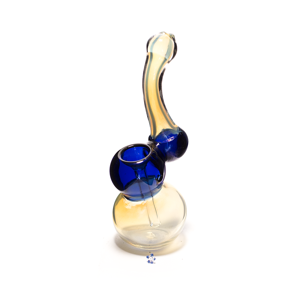 MILKY WITH BLUE MIDDLE - GLASS BUBBLER – The Bong Shop