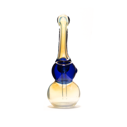 GLASS BUBBLER - MILKY WITH BLUE MIDDLE The Bong Shop