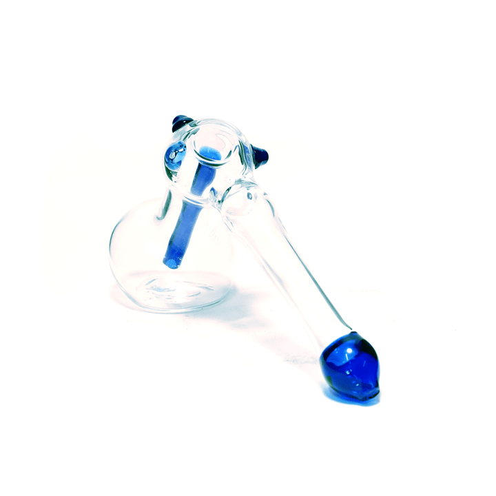 PIPE - GLASS HAMMER PIPE BLUE TIP STEM AND SHOT HOLE 10cm x 16cm The Bong Shop