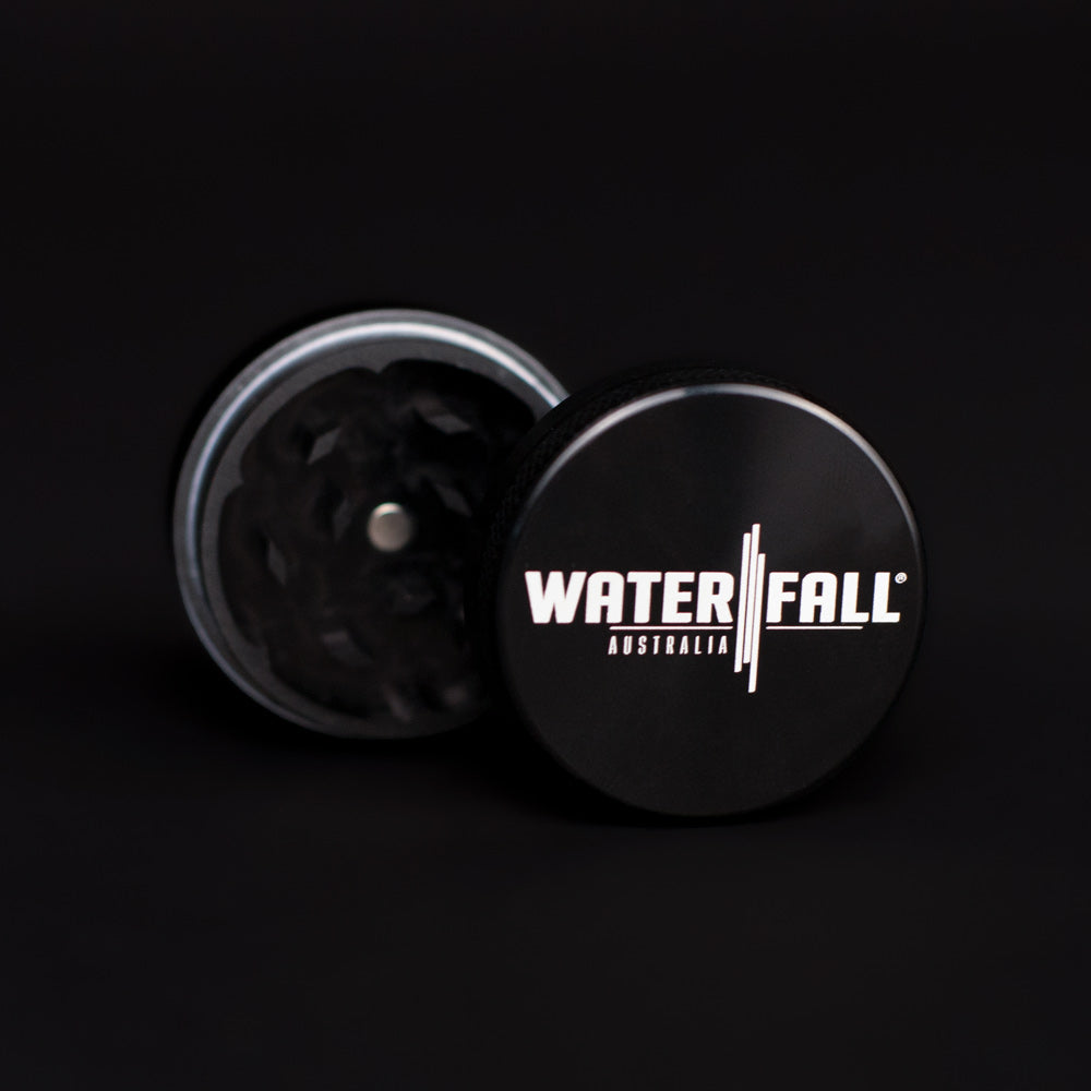 Two-Part Aluminium Grinder - Gloss Black (40mm) Waterfall