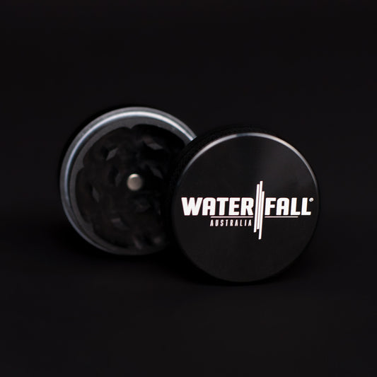Two-Part Aluminium Grinder - Gloss Black (40mm) Waterfall
