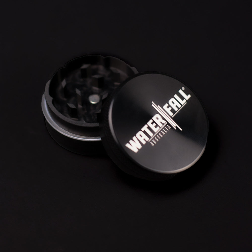 Two-Part Aluminium Grinder - Gloss Black (40mm) Waterfall