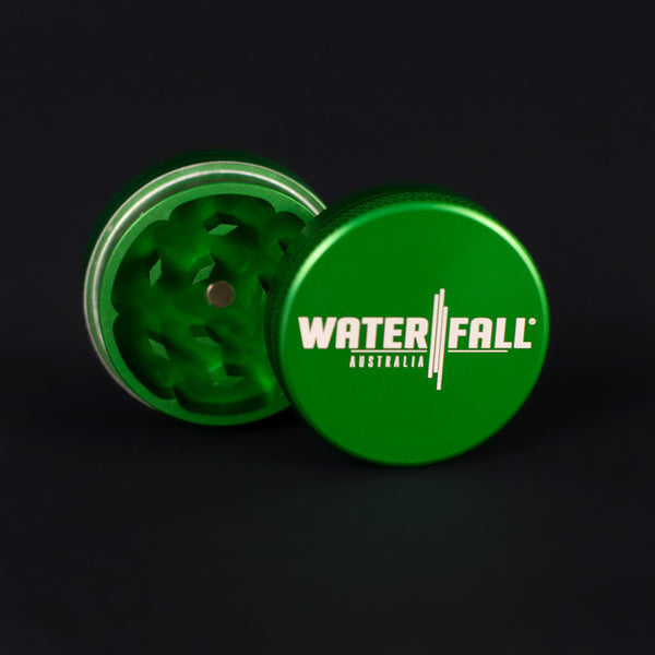 Two-Part Aluminium Grinder - Gloss Green (40mm) Waterfall