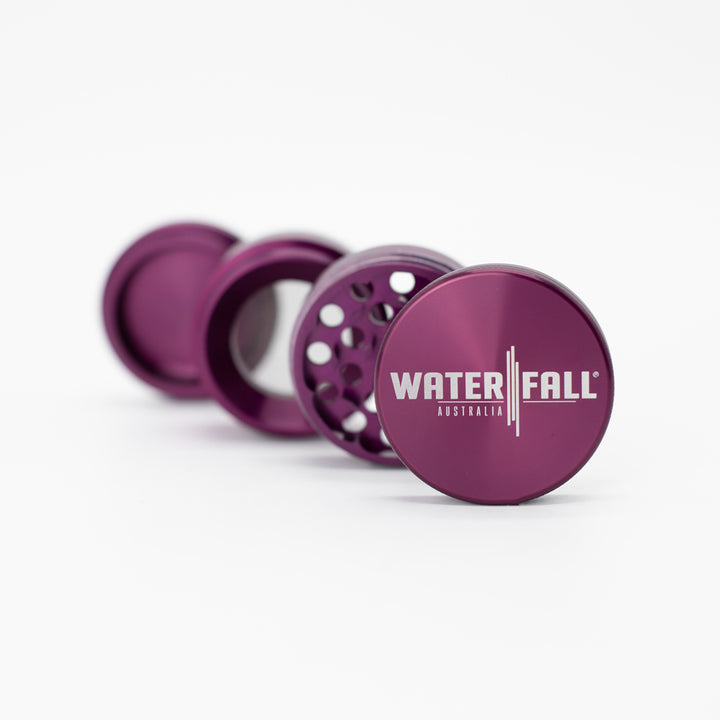 Four-Part Aluminium Grinder with Removable Screen - Purple (50mm) Waterfall