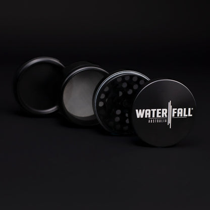 Four-Part Aluminium Grinder - Gloss Black (75mm) Waterfall
