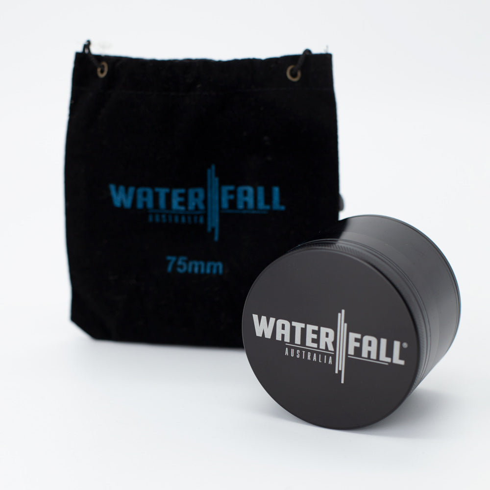 Four-Part Aluminium Grinder - Gloss Black (75mm) Waterfall