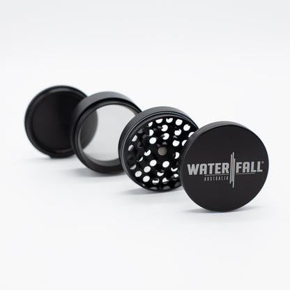 Four-Part Aluminium Grinder - Gloss Black (75mm) Waterfall