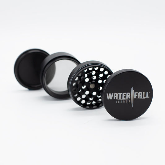Four-Part Aluminium Grinder - Gloss Black (75mm) Waterfall