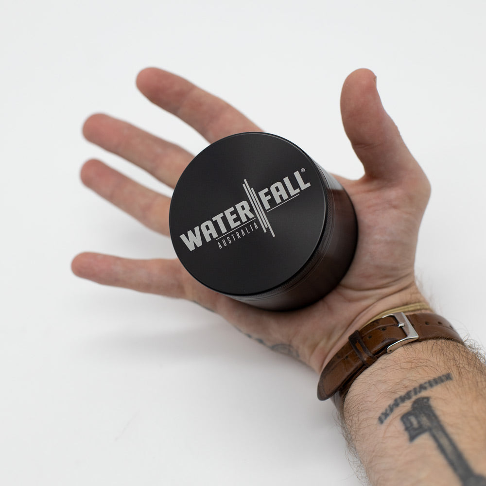 Four-Part Aluminium Grinder - Gloss Black (75mm) Waterfall