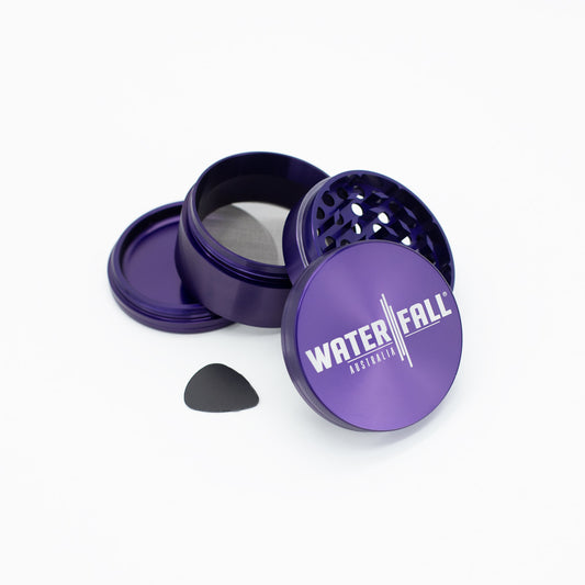 Four-Part Aluminium Grinder - Gloss Blue (75mm) Waterfall