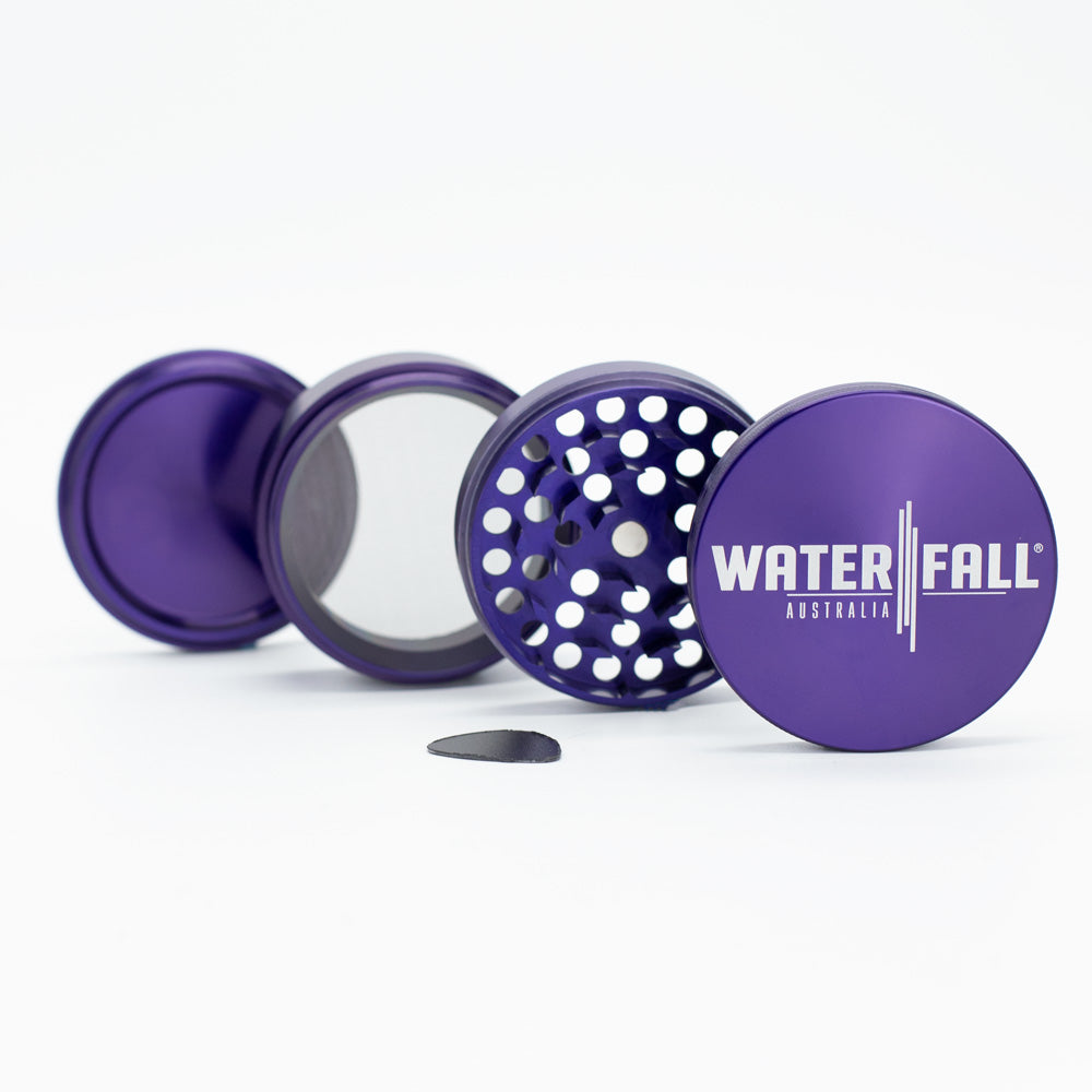 Four-Part Aluminium Grinder - Gloss Blue (75mm) Waterfall