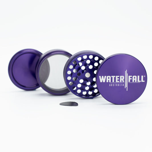 Four-Part Aluminium Grinder - Gloss Blue (75mm) Waterfall