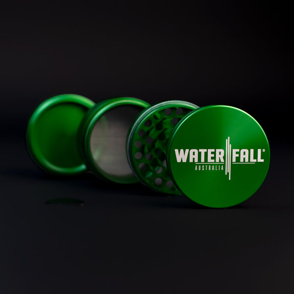 Four-Part Aluminium Grinder - Gloss Green (75mm) Waterfall