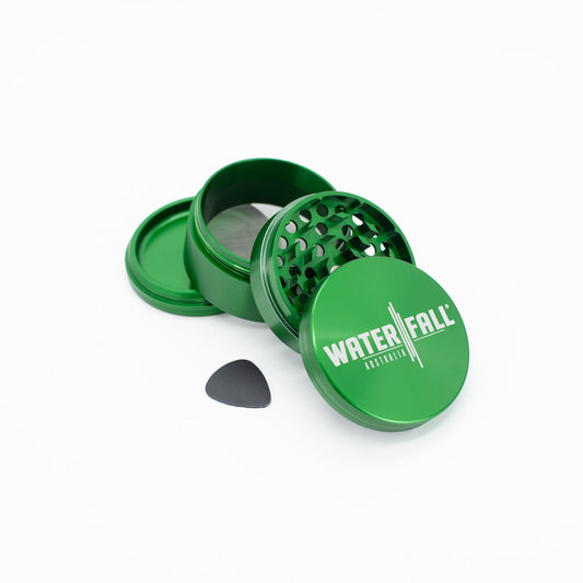 Four-Part Aluminium Grinder - Gloss Green (75mm) Waterfall