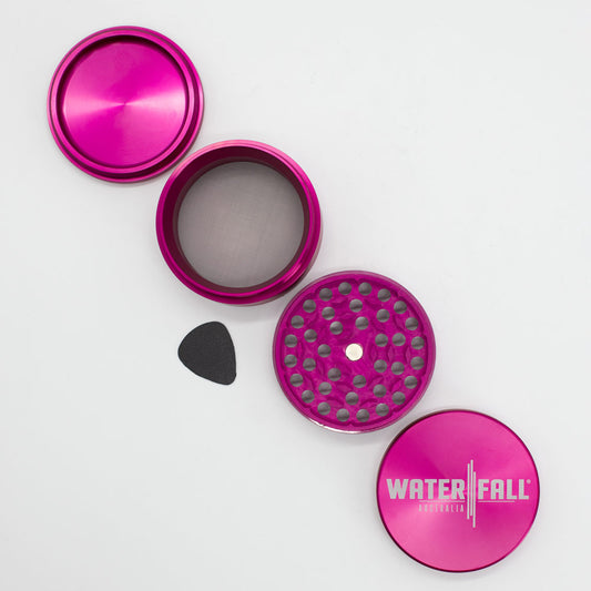 Four-Part Aluminium Grinder - Gloss Pink (75mm) Waterfall