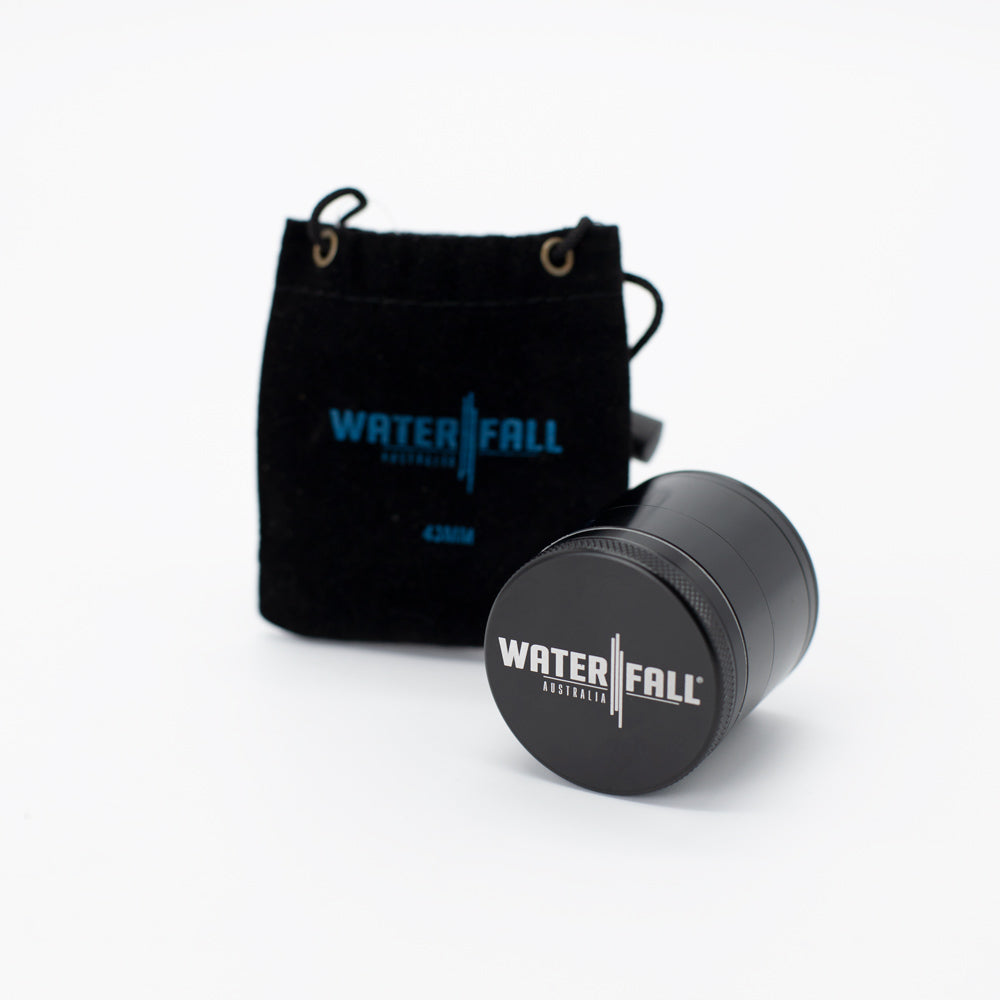 Four-Part Aluminium Grinder with Removable Screen - Gloss Black (43mm) Waterfall