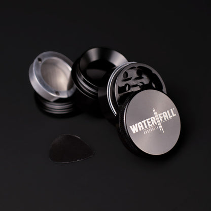 Four-Part Aluminium Grinder with Removable Screen - Gloss Black (43mm) Waterfall
