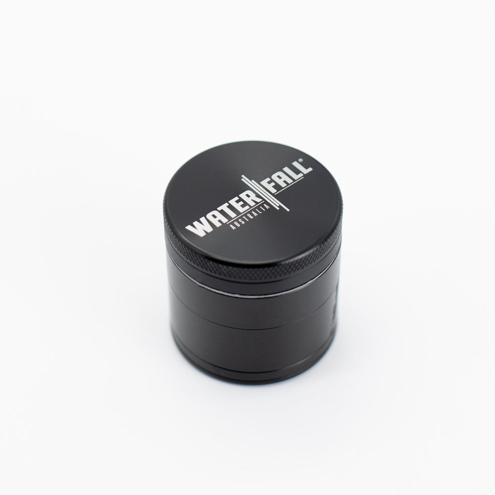 Four-Part Aluminium Grinder with Removable Screen - Gloss Black (43mm) Waterfall