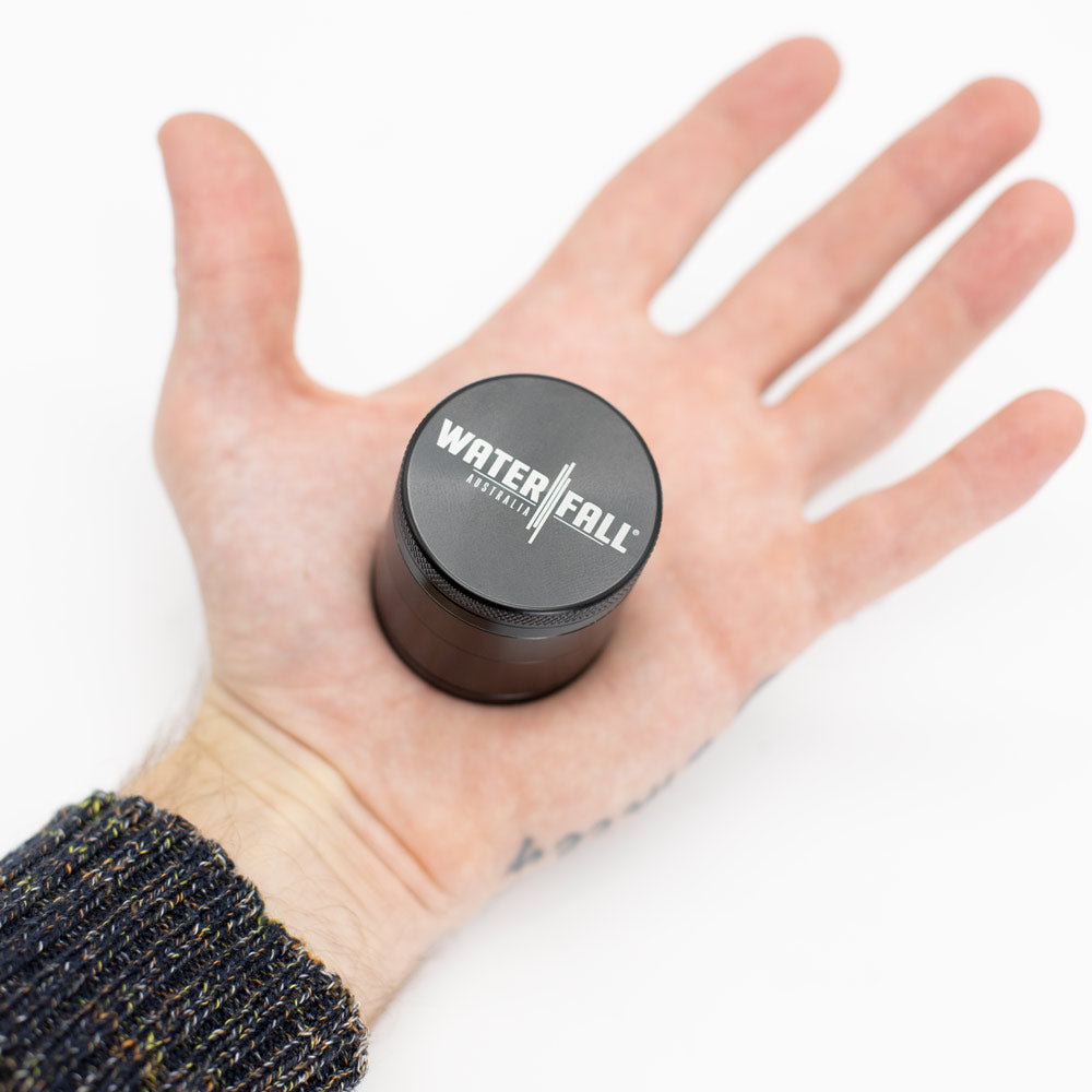 Four-Part Aluminium Grinder with Removable Screen - Gloss Black (43mm) Waterfall