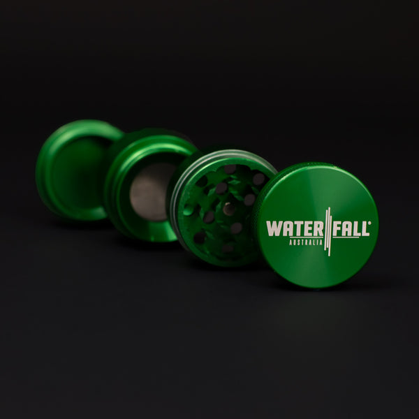 Four-Part Aluminium Grinder with Removable Screen - Gloss Green (43mm) Waterfall