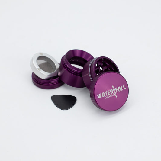 Four-Part Aluminium Grinder with Removable Screen - Gloss Dark Purple (43mm) Waterfall