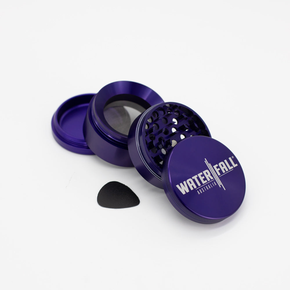 Four-Part Aluminium Grinder with Removable Screen - Gloss Blue (63mm) Waterfall