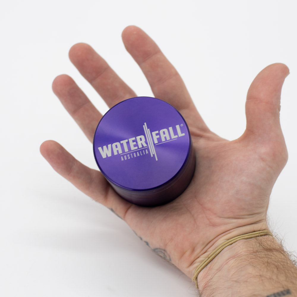 Four-Part Aluminium Grinder with Removable Screen - Gloss Blue (63mm) Waterfall