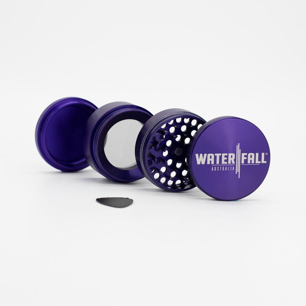 Four-Part Aluminium Grinder with Removable Screen - Gloss Blue (63mm) Waterfall