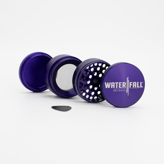 Four-Part Aluminium Grinder with Removable Screen - Gloss Blue (63mm) Waterfall