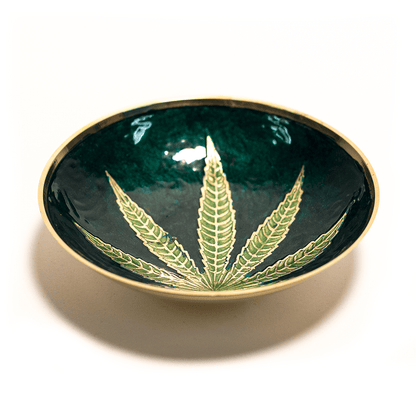 BRASS BOWL WITH LEAF 6 INCHES The Bong Shop