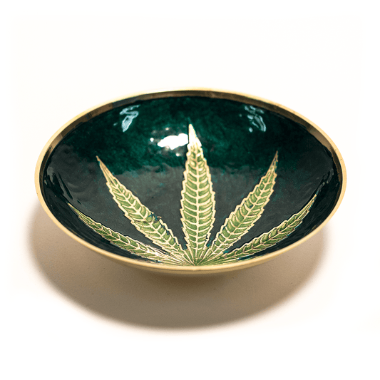 BRASS BOWL WITH LEAF 6 INCHES The Bong Shop