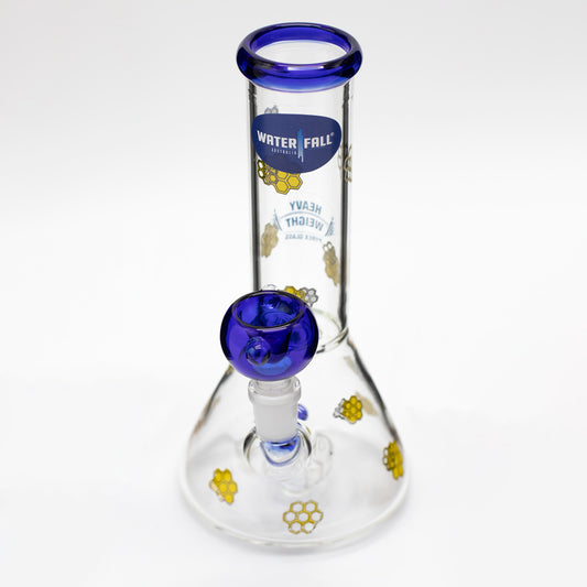 Honey Bee Glass Bong - Blue Waterfall