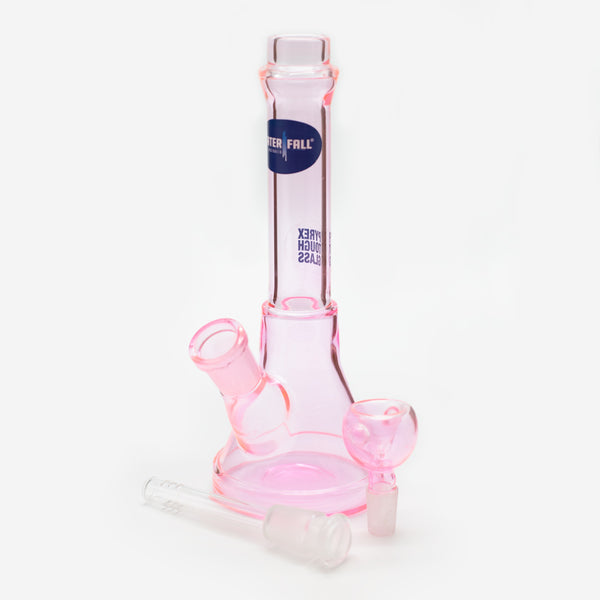 Solid Flask Glass Bong - Pink Waterfall