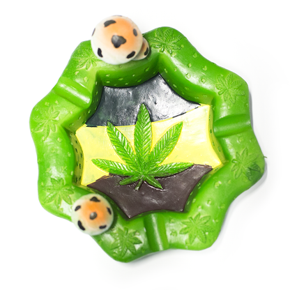 ASHTRAY - GREEN WEED LEAF W/ MUSHROOMS The Bong Shop
