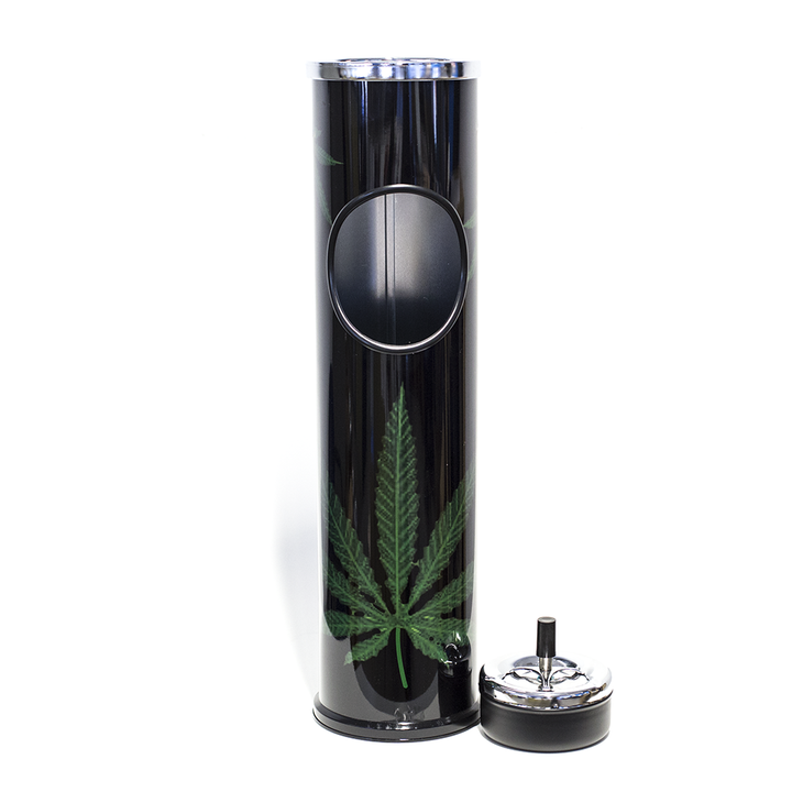 ASHTRAY - 60CM BLACK W/ WEED LEAF The Bong Shop